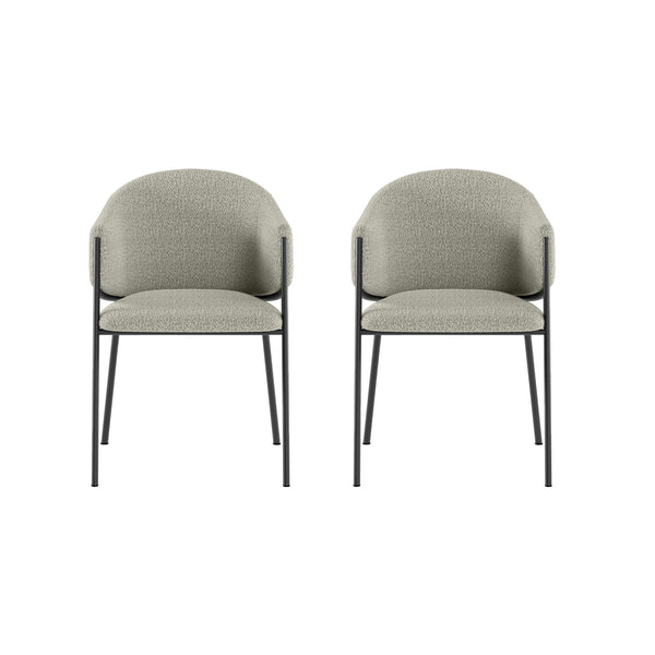Set 2 Sedie Medea 53x60x78 cm in Tessuto Easy-Clean Bouclé Grigio Chiaro acquista
