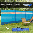 Paravento da Campeggio 725x140 cm Pieghevole Frangivista Azzurro   