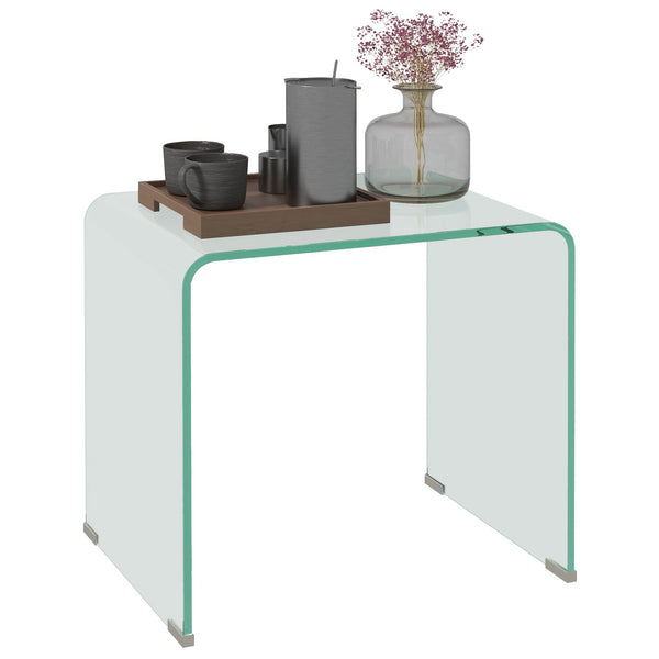 Tavolino da Salotto in Vetro Temperato Design Monoblocco Moderno 50x40x45 cm sconto