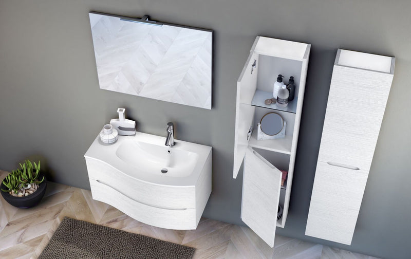 Mobile Bagno Sospeso 91,5cm TFT Swing Bianco Cromato 2D