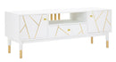 Porta Tv Luxy 140x50x55 cm in Legno e MDF e in Ferro Bianco e Oro