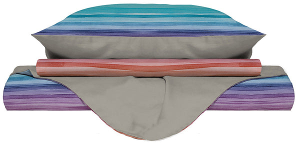 Housse de couette avec imprimé sur le sac et taies d'oreiller Doubleface Rainbow acquista