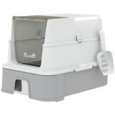 Lettiera per Gatti Chiusa 3 in 1 68 L 60x40x45 cm con Coperchio Vassoio Estraibile e Paletta in Acciaio Inox e ABS Grigio      