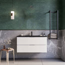 Mobile bagno sospeso 100 cm Bianco lavabo nero opaco Seattle con Specchio Led Retroilluminato Bonussi