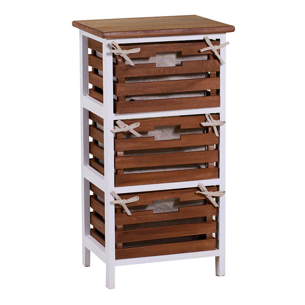 sconto Commode 3 tiroirs en bois 35x27x66 cm Atena noyer et blanc