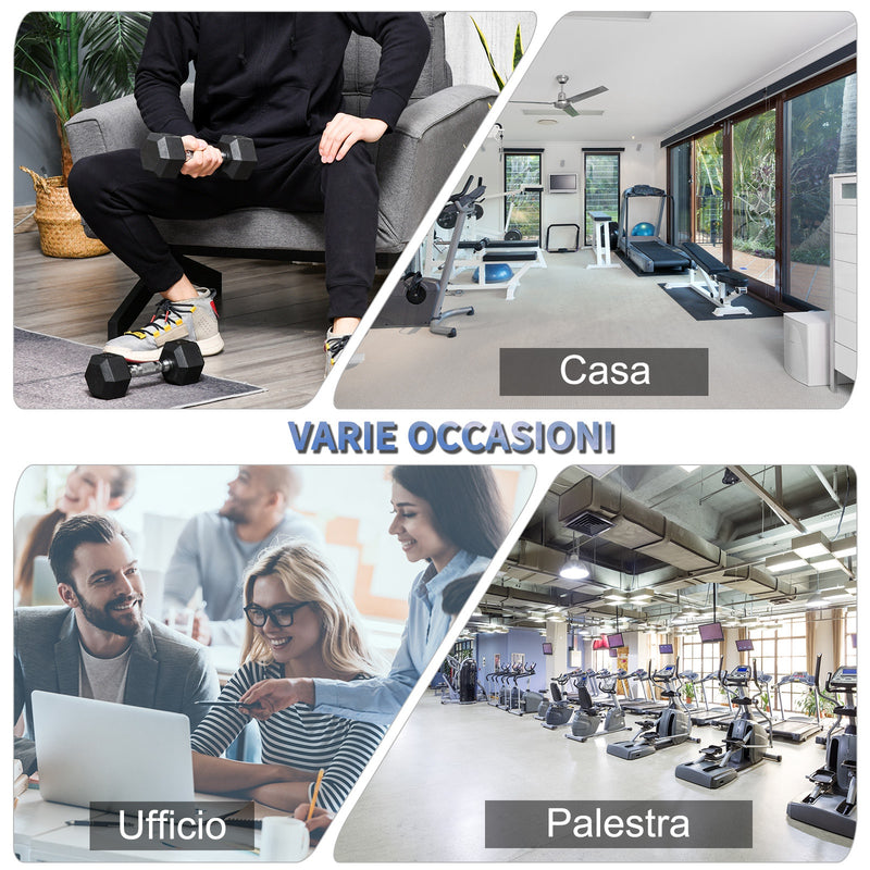 Set di 2 Manubri Esagonali da 4 kg con Presa Antiscivolo e Rivestimento in Gomma Nero   