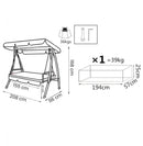 Dondolo Antigua con Cuscini 208x116x168 h cm in Acciaio Marrone