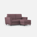 Divano 2 Posti con Pouf 152x155x85 cm Yasel in Tessuto Prugna