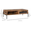 Tavolino Basso 123,8x56x38 cm in Truciolare Marrone Rustico