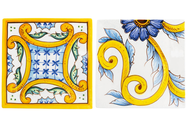 Set 6 Piatti Piani Quadrato in Porcellana 30 cm Villa d'Este Home Tivoli Le Riggiole