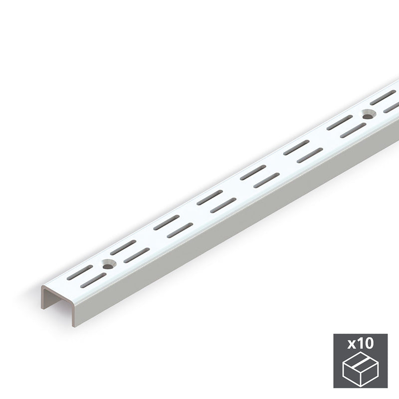 Profili da Armadio Cremagliera Doppia Passo 32 mm 951 mm Acciaio Bianco 10 Pezzi Emuca