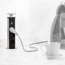 Multipresa a Torretta 3 Prese 2 USB a Scomparsa da Scrivania Emuca Grigio Metallizzato