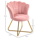 Sedia Moderna Ergonomica con Schienale a Petalo 69x64x80 cm in Velluto Rosa e Gambe Incrociate Oro   