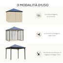 Gazebo da Giardino 2,94x2,94m con Zanzariere in Policarbonato Caffè e Cachi