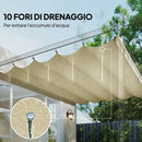 Tetto di Ricambio per Pergola Gazebo da Giardino 300x400 cm in Poliestere Crema