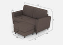 Divano 2 Posti con Pouf 172x145x85 cm Yasel in Tessuto Talpa
