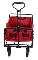 Carretto Carrello Pieghevole da Giardinaggio 89x48x59 cm in Metallo e Tessuto Rosso