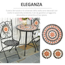 Set Tavolo e 2 Sedie Pieghevoli da Giardino  con Mosaico in Metallo Nero