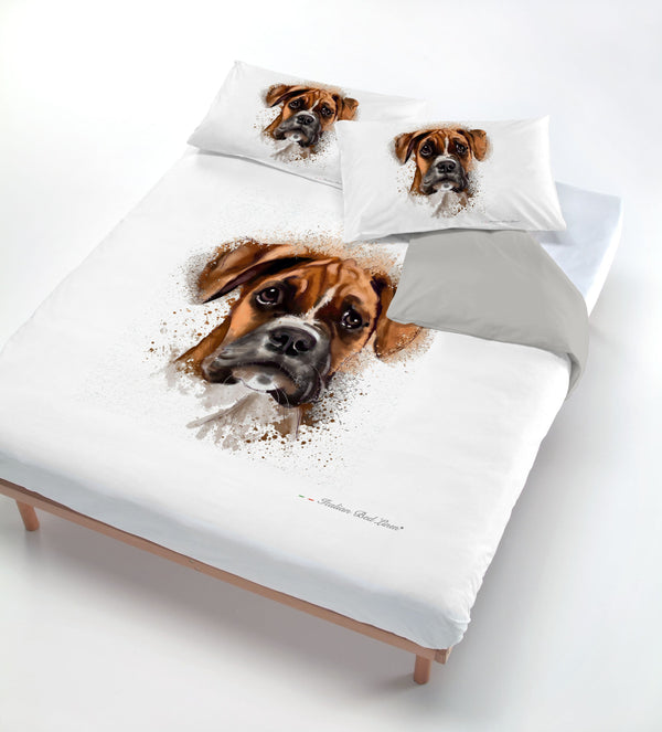 Housse de couette avec impression sur le sac et taies d'oreiller chien peint prezzo
