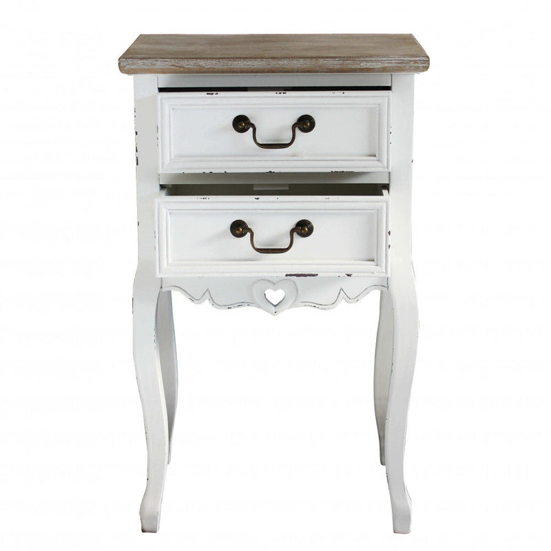 Mobiletto Cuore 2 44x32x74 h cm in Legno di paulownia Bianco