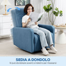 Poltrona Relax Reclinabile Manualmente a 135° Girevole a 360° con Funzione Dondolo Blu      