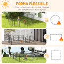 Recinto per Cani a 12 Pannelli Modulabili da 80x1,5x80 cm con Picchetti in Acciaio Grigio   