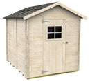 Casetta Box da Giardino per Attrezzi 178x218 cm con Porta Finestrata in Legno Naturale
