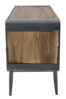 Porta Tv Illinois 120,5x40x61 cm in Ferro e Legno di Abete Grigio e Grigio e Naturale
