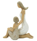 Donna Wood con Bambina 10x5,5x11,5 cm in Poliresina