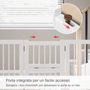Cancelletto di Sicurezza Pieghevole per Animali Domestici 215x38x75 cm in Legno Bianco