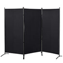 Paravento Separé da Interno 253x50x182 cm a 3 Pannelli Pieghevole in Metallo e Poliestere Nero      