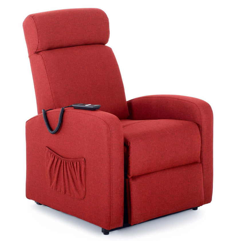 Poltrona Alzapersona Elettrica 1 Motore Reclinabile a Motore in Tessuto Marta Rossa