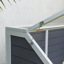 Casetta per Tartarughe di Terra 120x55x50A cm senza Fondo in Legno e Acciaio Grigio e Bianco  