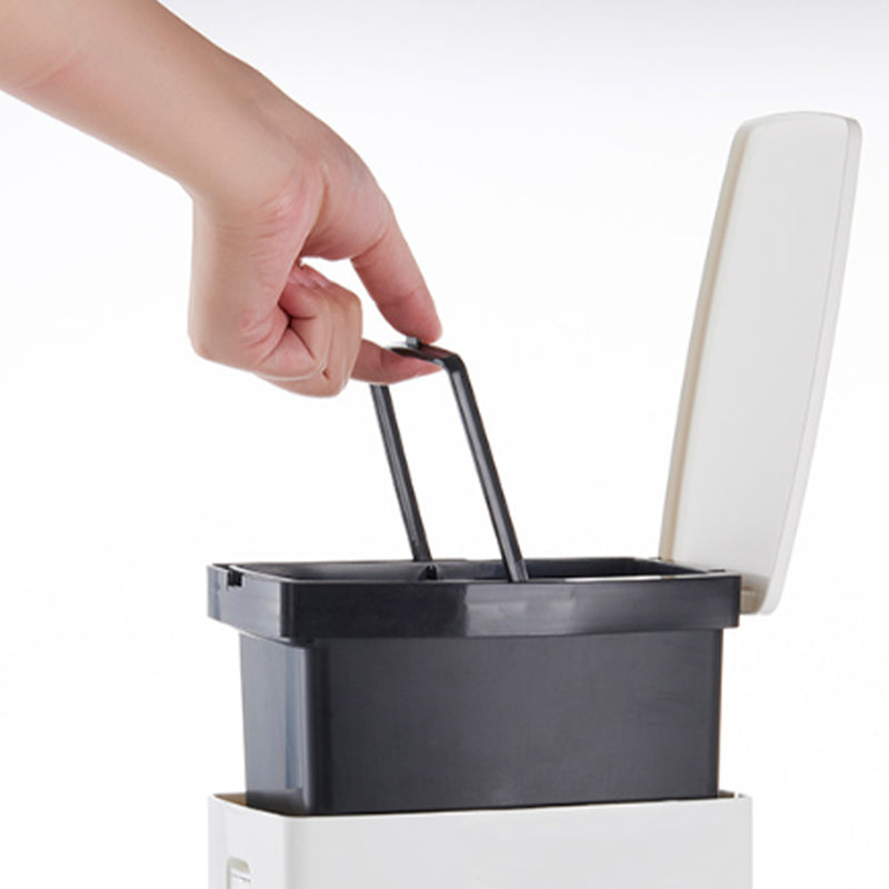 Set Scopino WC con Cestino Salvaspazio Bagno 2 in 1 In ABS e Alluminio Bianco      