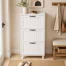 Scarpiera Salvaspazio 60x24x118 cm con 3 Cassetti Ribaltabili e Ripiani Regolabili in MDF Bianco      
