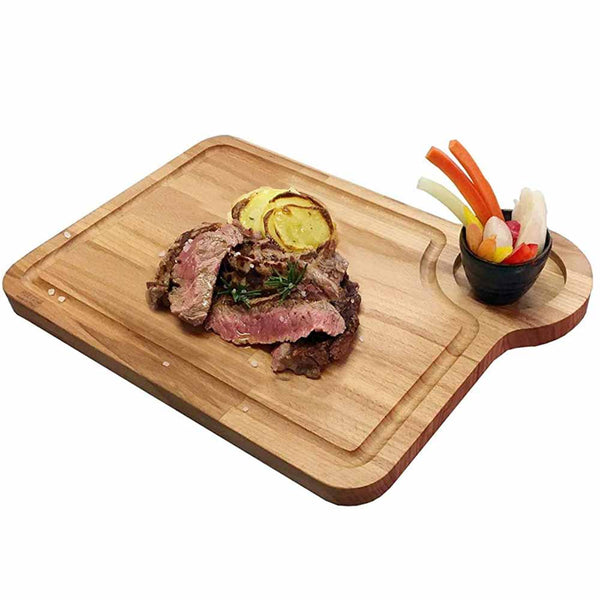 sconto Vassoio Piatto Tagliete da Portata 45x30cm in Legno di Faggio con Porta Salse