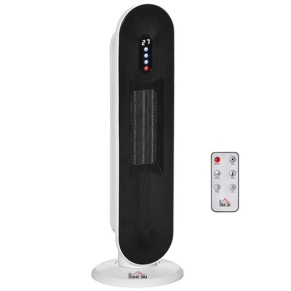 online Stufa Elettrica Oscillante 21x21x63.5 cm con Telecomando Timer e 2 Modalità in PP PA e Metallo Bianco e Nero