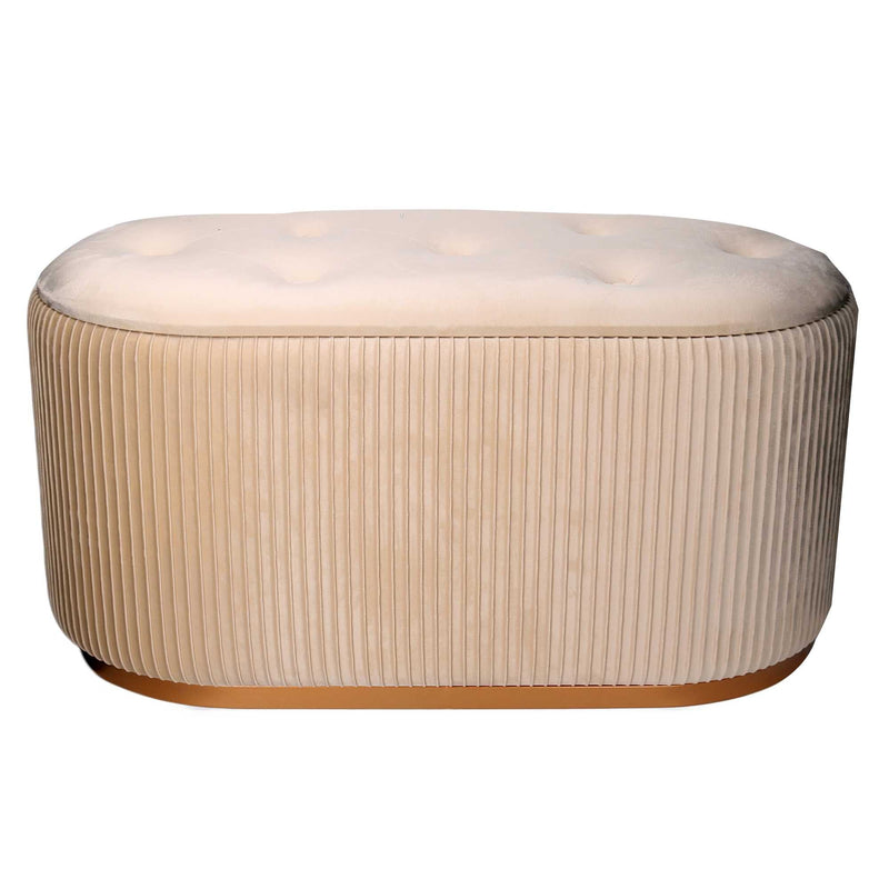 Pouf Contenitore 82x42xh41 cm in Tessuto Velluto Crema