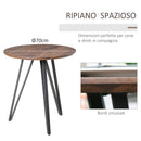 Tavolo Rotondo Ø70 cm in Metallo e Legno MDF Noce