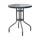 Tavolino da Giardino in Ferro con Piano in Vetro Temperato Nero Ø60x70 cm 