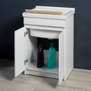 Mobile Lavatoio in Ceramica 2 Ante con Strofinatoio in Legno Massello 60x50x86A cm Bianco Opaco