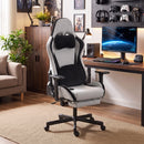 Sedia Gaming Ergonomica Massaggiante 70,5x73x127,5-137,5 cm con Cuscino Lombare in Tessuto Grigio      