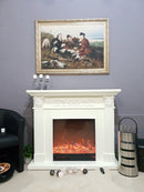 Camino Elettrico da Pavimento 102x120x33 cm Effetto Fiamma 1500W Valencia Bianco