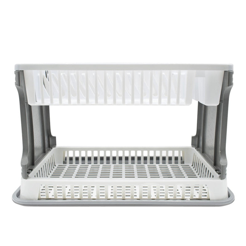 Scolapiatti da Appoggio in Plastica 2 Livelli in Rattan per Lavello Cucina