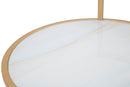 Tavolinetto Glam Sofy Ø38x61 cm in Ferro MDF e Vetro Oro e Multicolor
