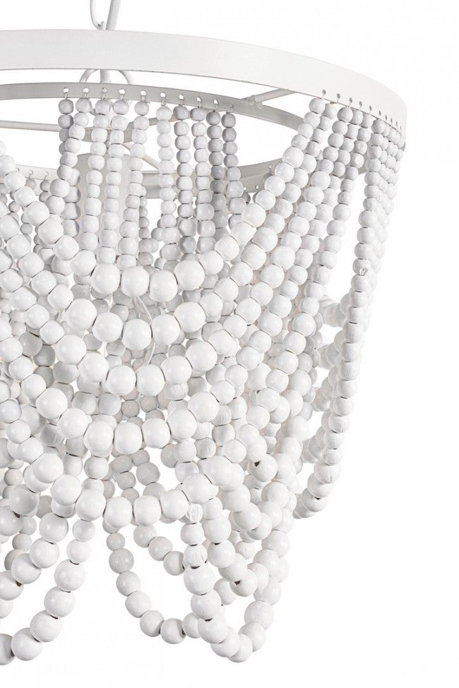 Lampadario Pearl 1 Luce Ø35x31,5 cm E27 in Acciaio e MDF