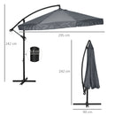 Ombrellone da Giardino 295x295x242 cm con Zanzariera e Base a Croce Grigio Scuro  
