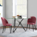 Set 2 Sedie da Pranzo in Velluto Imbottite 52x54x79 cm con Gambe in Metallo Rosso Antico