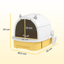 Lettiera per Gatti Chiusa 52x40,5x39 cm con Vassoio Estraibile Maniglia Paletta e 2 Filtri al Carbone Attivo in PP Giallo      