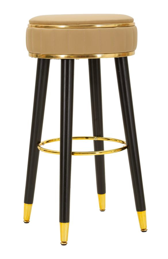 online Sgabello Bar London Marrone Ø38x74 cm in Pino e MDF e Spugna e Metallo e PU